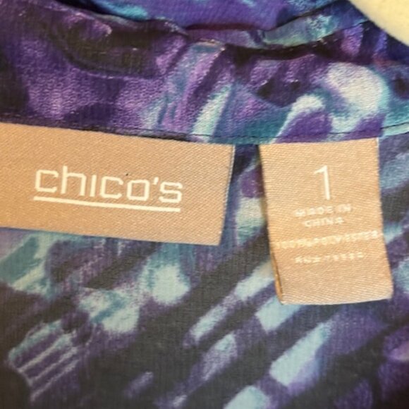 Chico's Blouse Women's Size Medium Lightweight Animal Print Blue Purple Chicos 1 - Picture 3 of 3